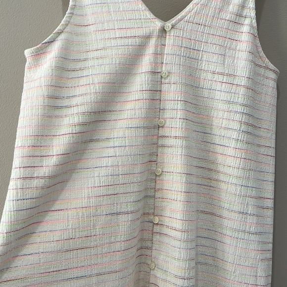 LOFT Cream Tie Shoulder Dress with neon threading accents in size SP - Picture 2 of 8